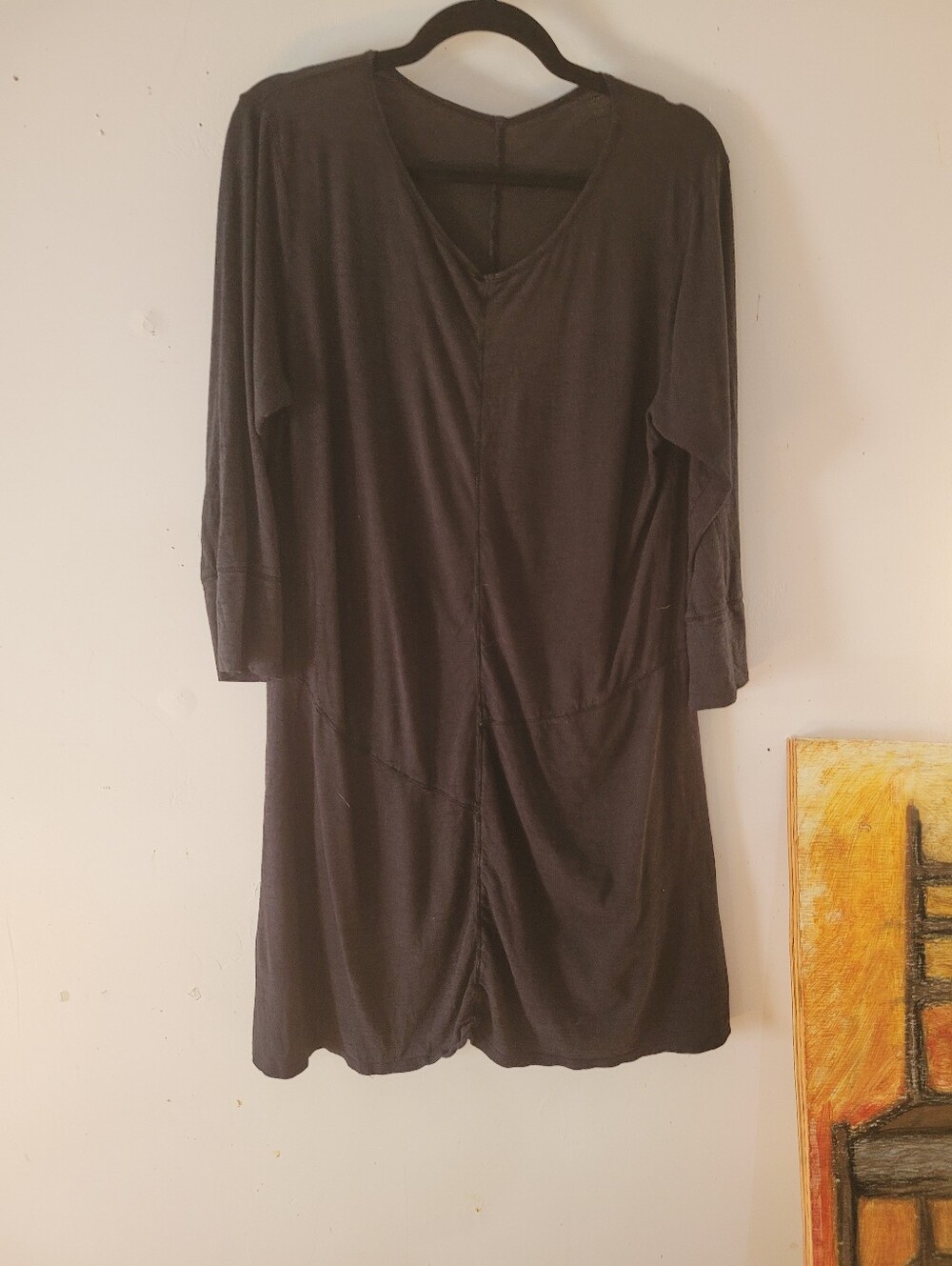 Blue Canoe XL Organic Cotton Black Long-Sleeve V-Neck Tunic Dress
